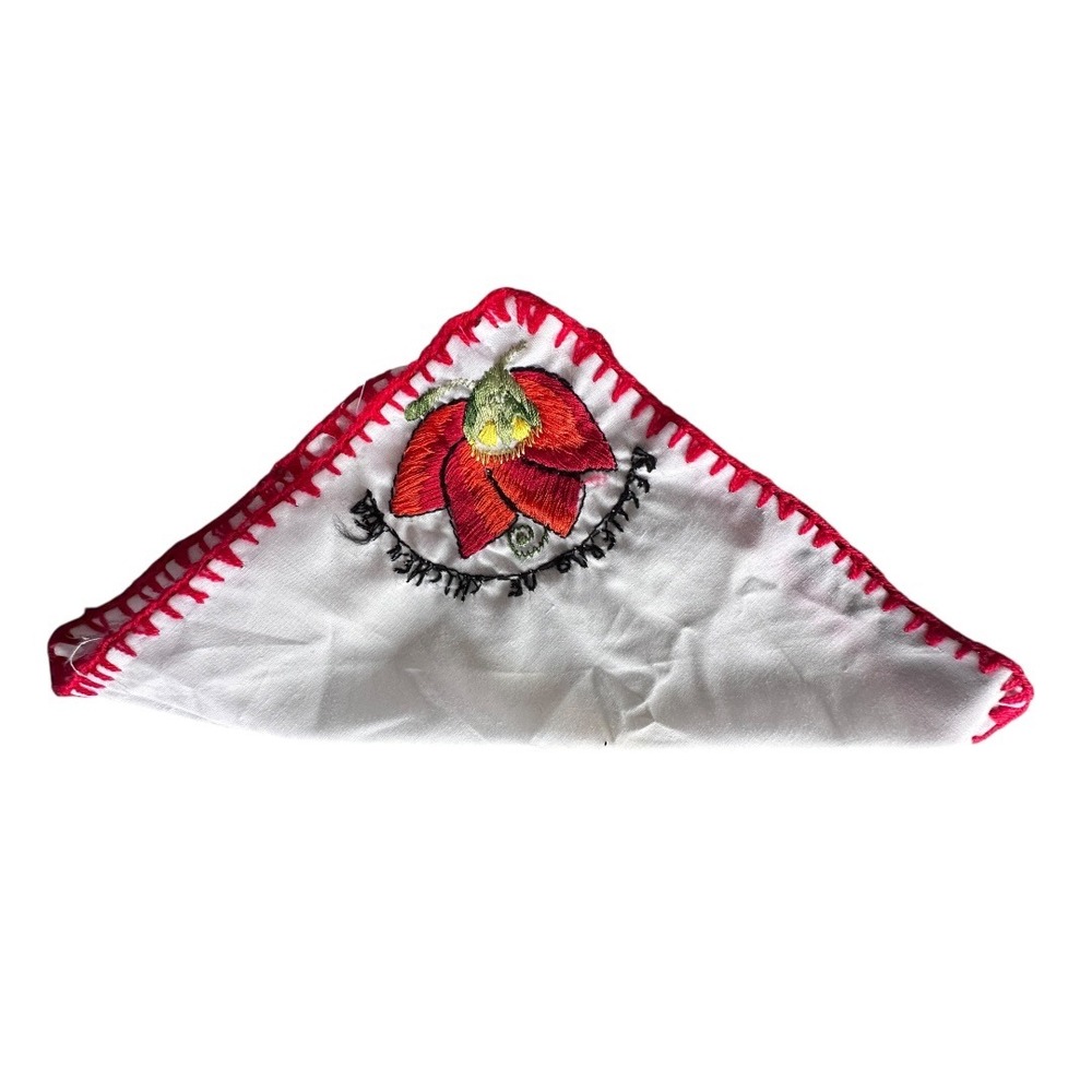 Unbranded Handkerchief Unisex OS White Red Floral Cotton Blend Crochet Trim‎